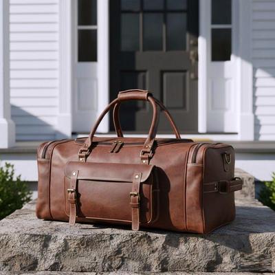 Leather Duffle Bag Leather Travel Luggage Bag Weekend Family Holiday Bag