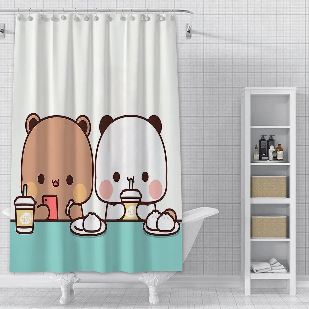 Cartoon Q-Quarto B-Bubu and Dudu Shower Curtain Waterproof Polyester Fabric Bath Curtains Home Bathroom Decor Curtain With Hook