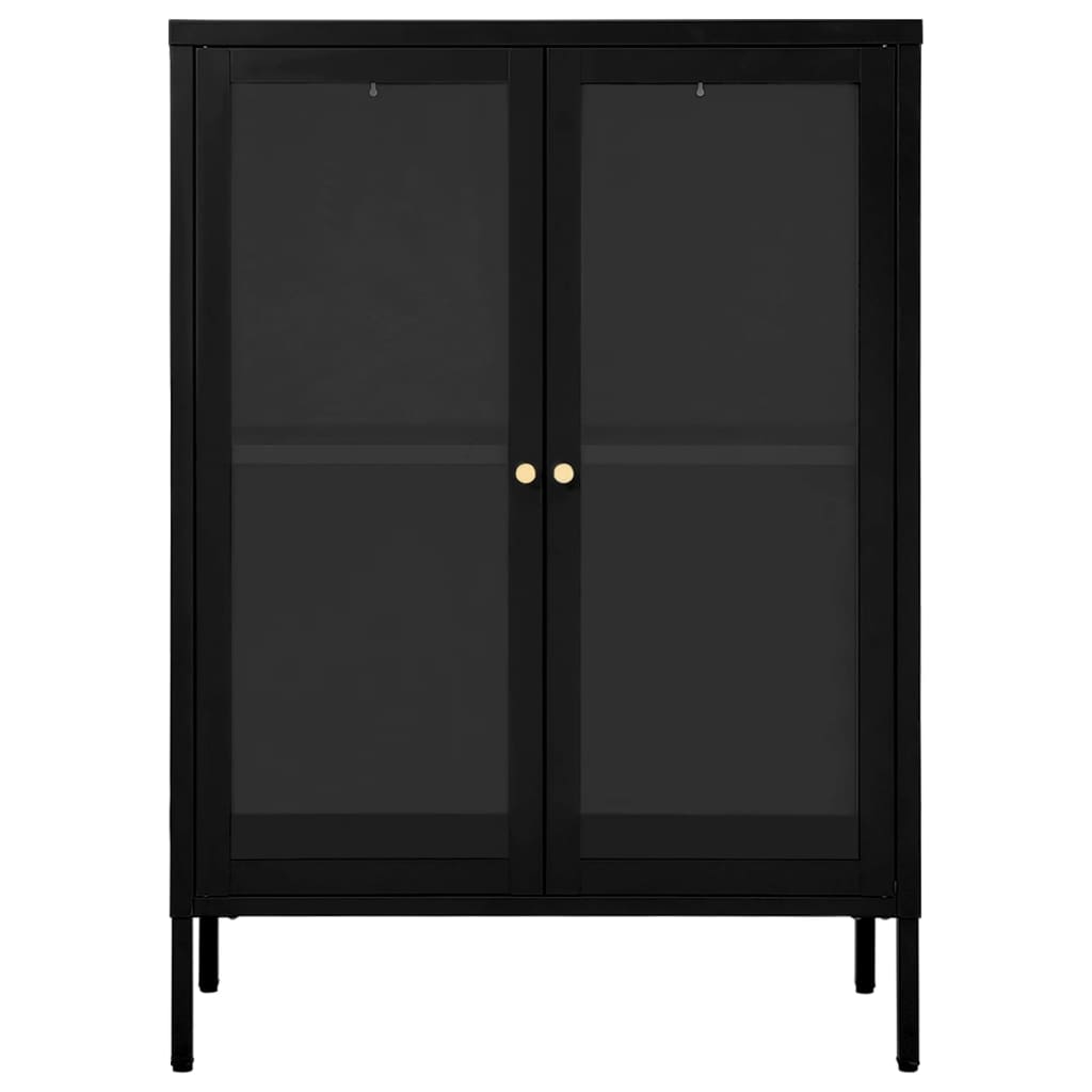 Vidaxl Szafka Boczna, Czarna, 75X35X105 Cm, Stal I Szkło