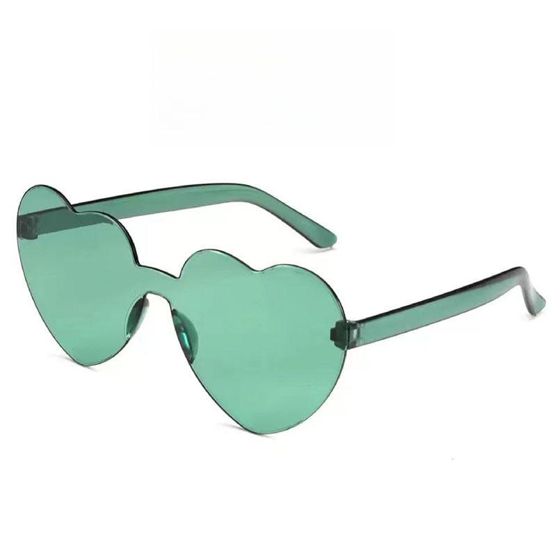 Women Colors Polycarbonate Heart Shape Tinted Party Sunglasses Girls Vintage UV400 Colors Rimless Polarized Sun Glasses Outdoor