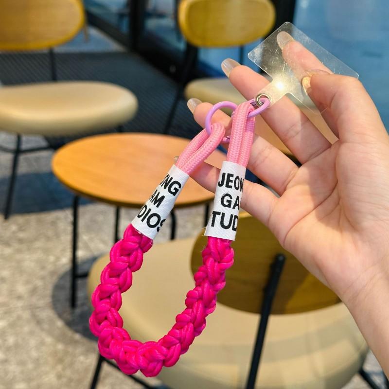 

Temperament Ins Fried Dough Twists Woven Mobile Phone Lanyard Dopamine Wrist Ccd Camera Key Chain Pendant Anti Lose Rope