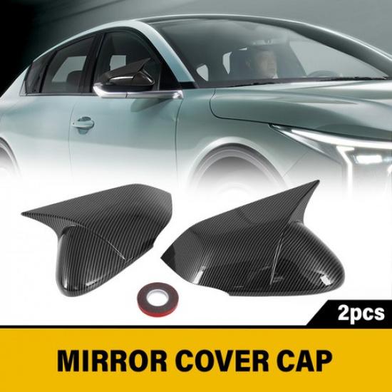 For 2024 2025 26 Kia K4 Carbon Fiber Black Side Rearview Mirror Cover Trim Caps