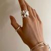 Retro French-Style Irregular Pleated Ring with Concave-Convex Texture for Women