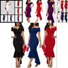 Elegant 2023 Autumn Fashion Women's V Neck Off Shoulder Short Sleeve A Line Dress