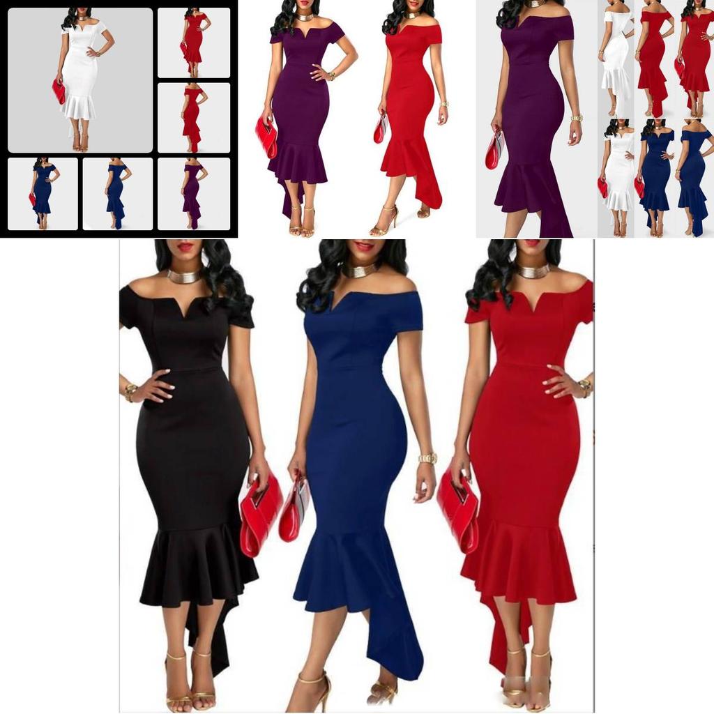 Elegant 2023 Autumn Fashion Women's V Neck Off Shoulder Short Sleeve A Line Dress