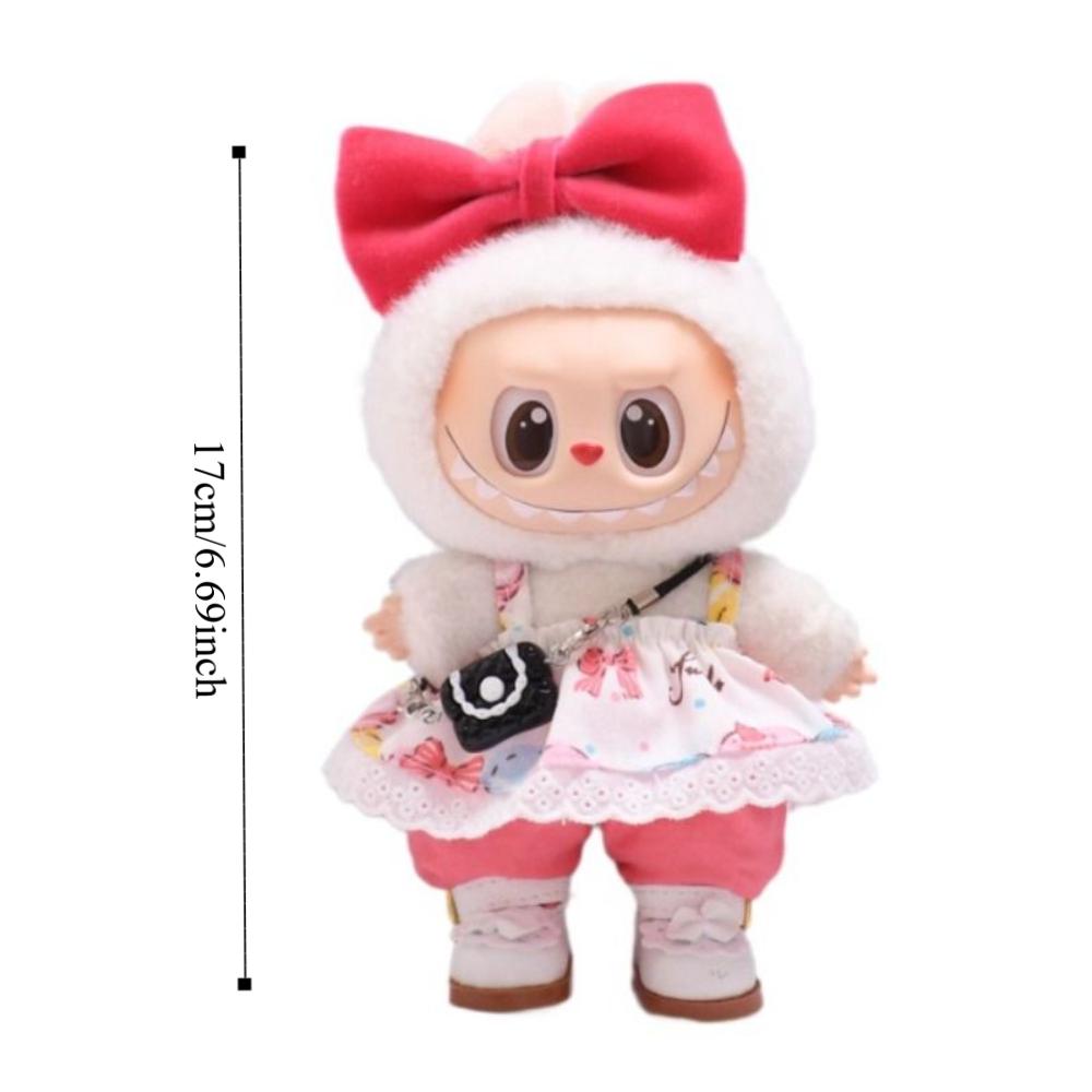 Handmade Sitting Labubu Time Cloth Butterfly 17cm Plush Dolls Clothes  Children Gift
