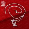 925 Sterling Silver Hollow Butterfly Necklace European American Style Beautiful Lovely Jewelry For Lady Engagement Party Gift