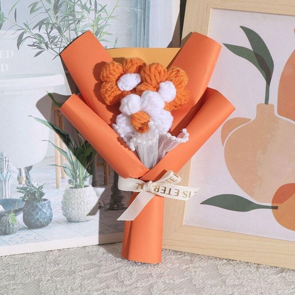 Wedding Companion Gift Fake Flowers Birthday Gift Handmade Flowers Beautiful Knitted Flower