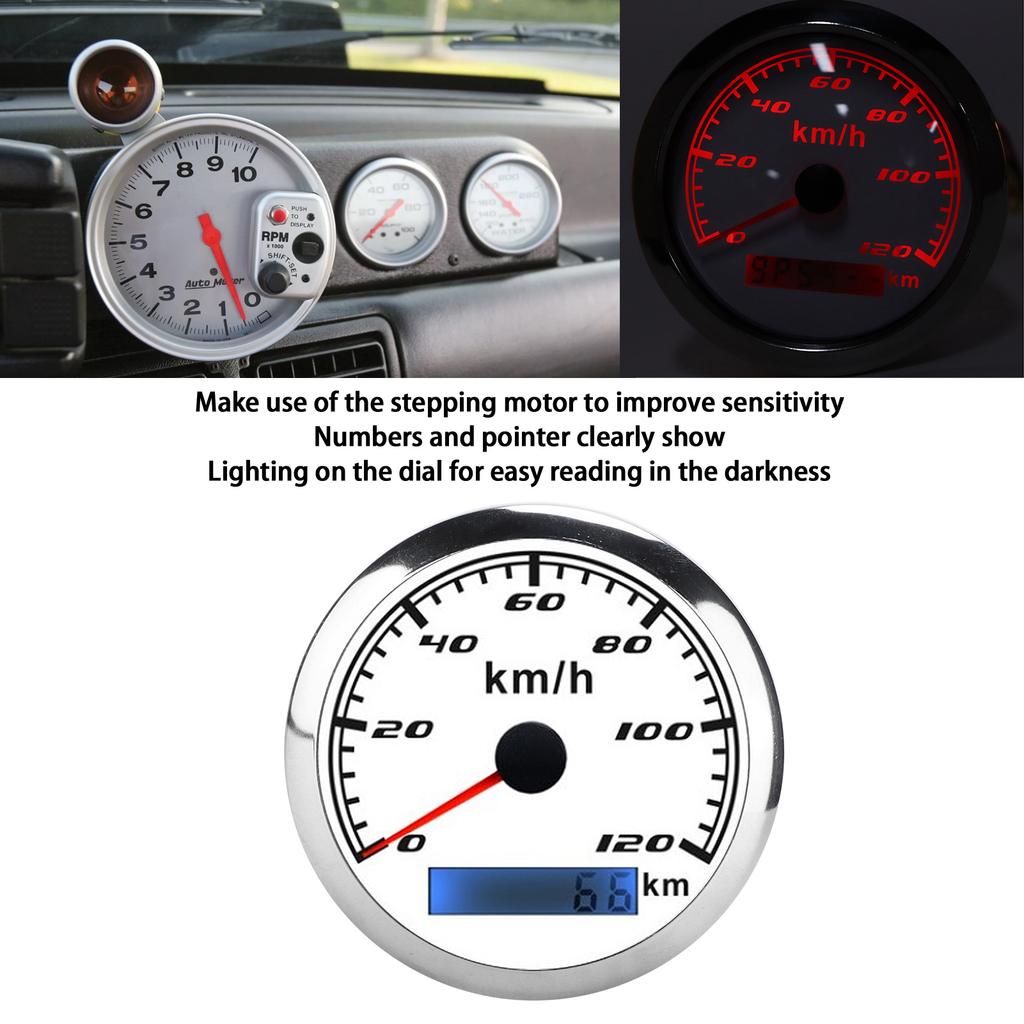 GPS meter Pointer Odometer 0120KM/H 0  KM IP67 932VDC   for Car Truck Boats