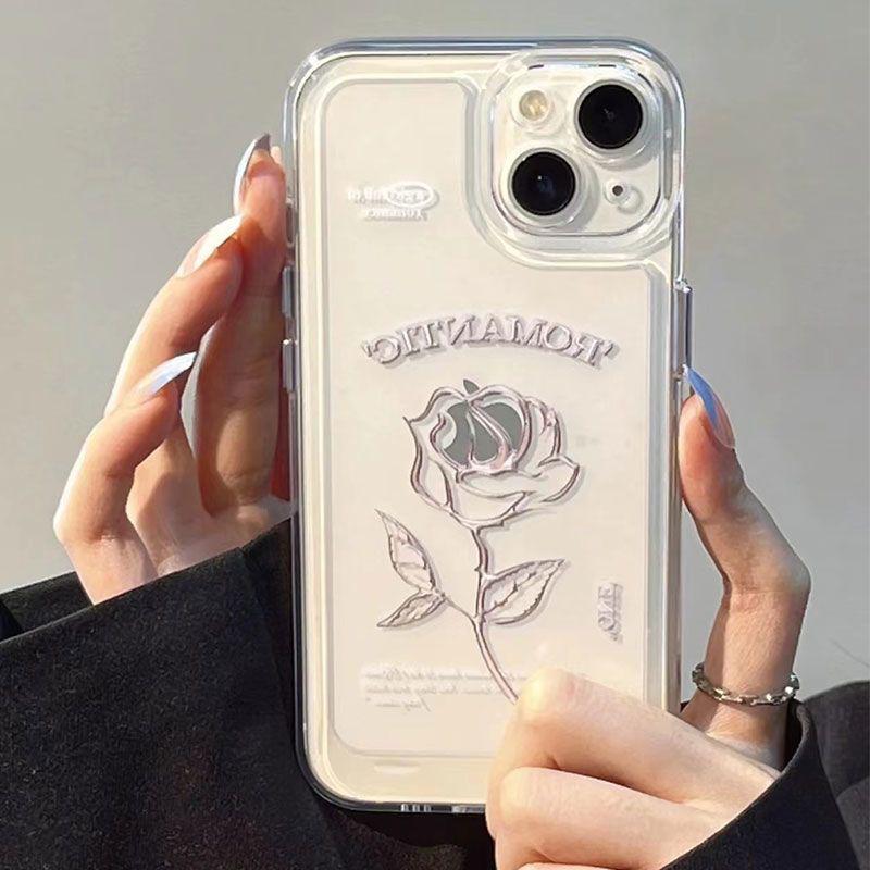 Premium Rose is suitable for iPhone 14 Pro Max, new 15 Plus space case, 13/12 transparent phone case, 11 pieces