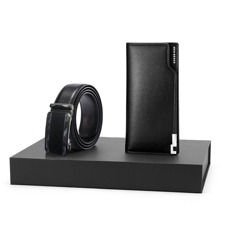 Ew schwarze Geldbörse Geldbörse Gürtel Set Herren Rindsleder Geschenkset Kombination Business Gürtel