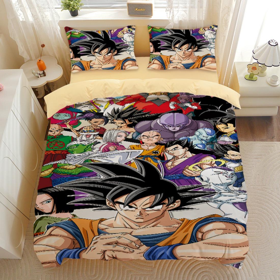

Японське аніме Dragon Ball Постільна білизна Гоку Супер Саян Підковдра Наволочка 2/3шт 3D Принти для підлітків Покривало 180x210cm-3pcs
