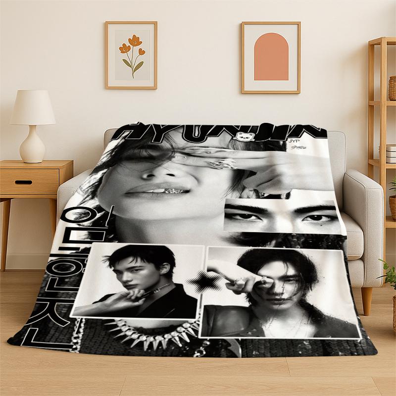 Manta de Franela Suave y Cálida Hyunjin Stray Kids Kpop para Dormitorio Sala de Estar Cama Viaje Camping Picnic Regalo