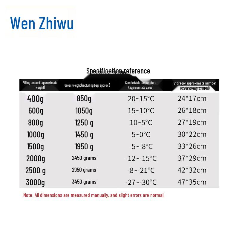 Wenzhiwu Envelope Down Sleeping Bag
