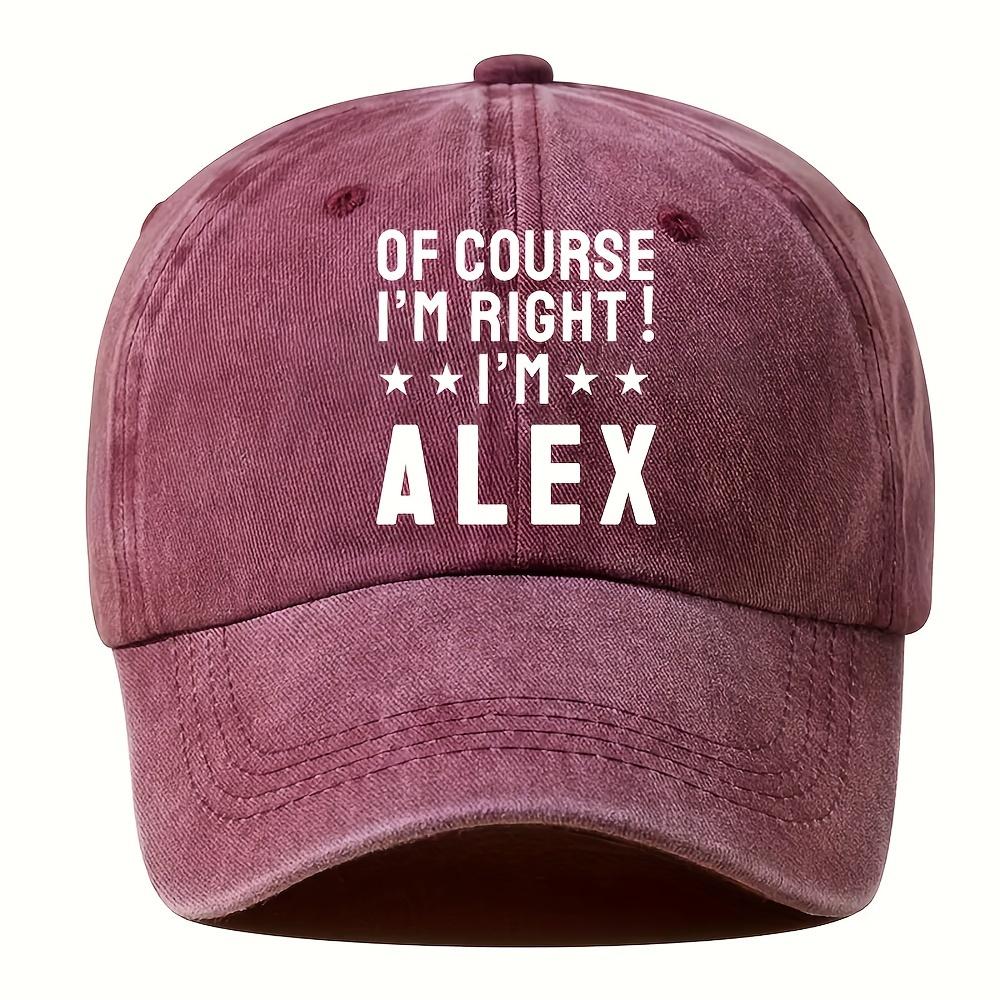 

ATHACER IM RIGHT IM ALEX Baseball Cap Funky Washed Distressed Sun Hat in Black Olive Green Navy Blue for Men One Size