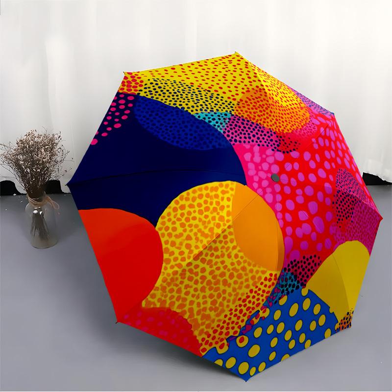 1pc Colorful Dots Pattern Automatic Open, Sturdy Iron Frame, Compact Folding Design, All-Season Portable Umbrella for Women & Men Yy250801115