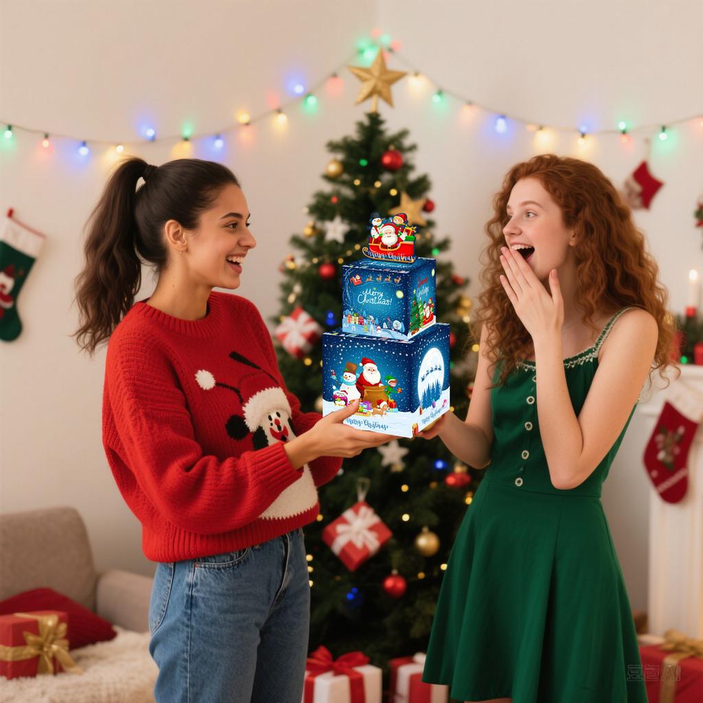 Layer Santa Double Money Box Gift Box For Christmas Celebrations Surprises And