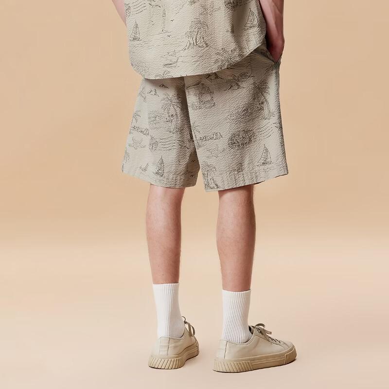 JACK & JONES Men's Seersucker Ocean Print Casual Shorts