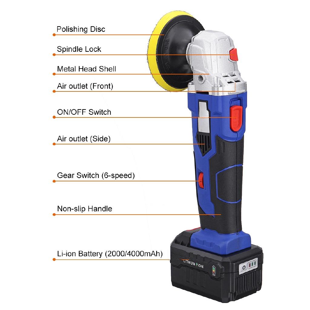 16V Grinder Polishing Machine Car Polisher Sanding Machine Orbit Polish Adjustable Speed Sanding Waxing