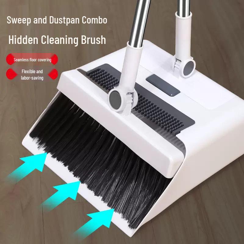 Compact Folding Broom & Dustpan Set with Soft Bristles for Household Cleaning