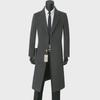 Men's Mid-Length Woolen Coat - Autumn/Winter Business Casual Windbreaker with Suit Collar.
