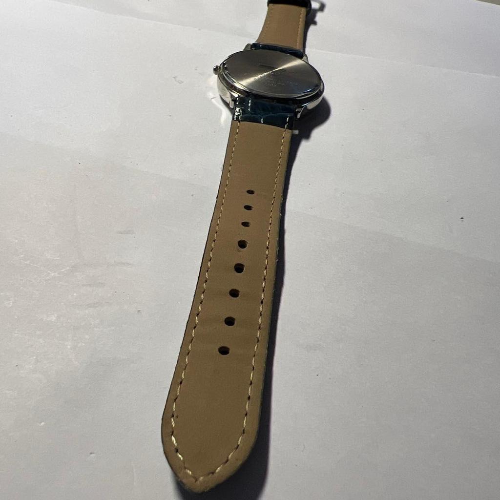 Used Q&Q Citizen Watch Quartz Day Date Blue Dial Leather Band