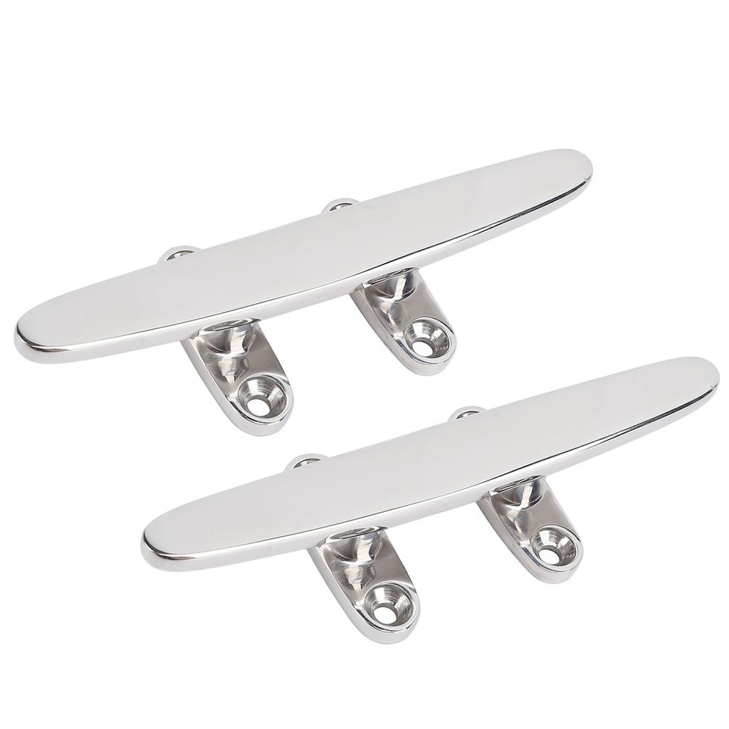 2Pcs 6in Boat Cleat 316 Stainless Steel Heavy Duty Flat Marine Grade Rope Cleat for Yacht Speedboat Cargo Ship