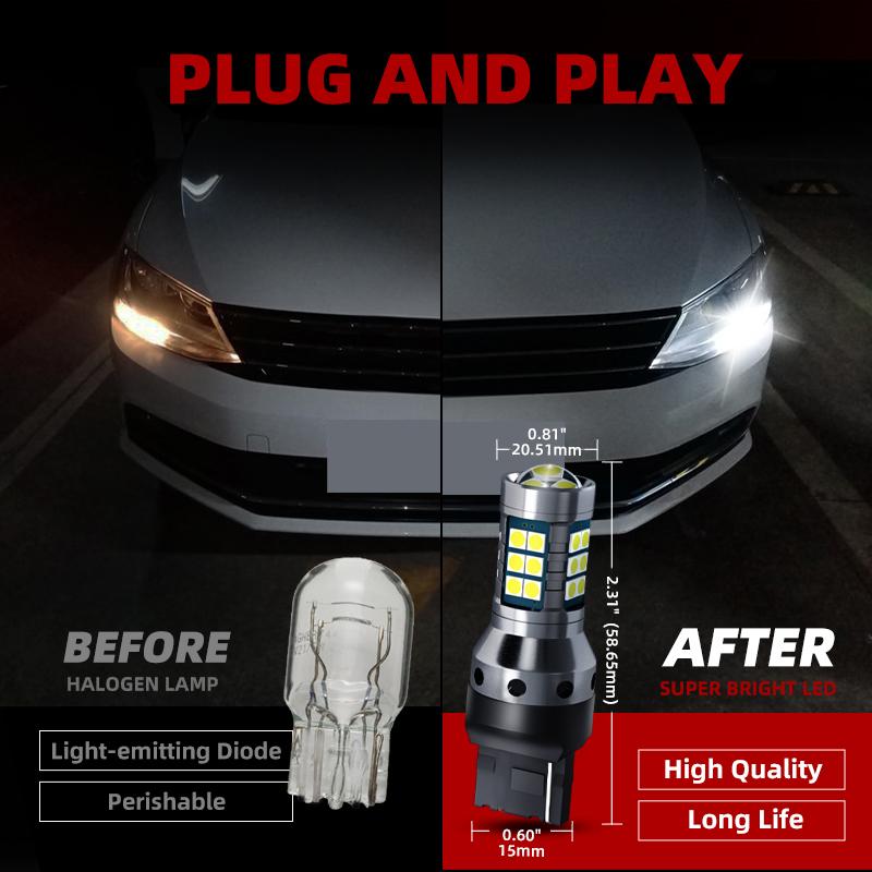 2pcs Car W21/5W LED Blub Daytime Running Light W21W 7443 7440 DRL For Mazda 2 DL DJ  3 BP BT-50 CX-30 CX-5 KF CX-9 MX-5 RF Targa bngxu02