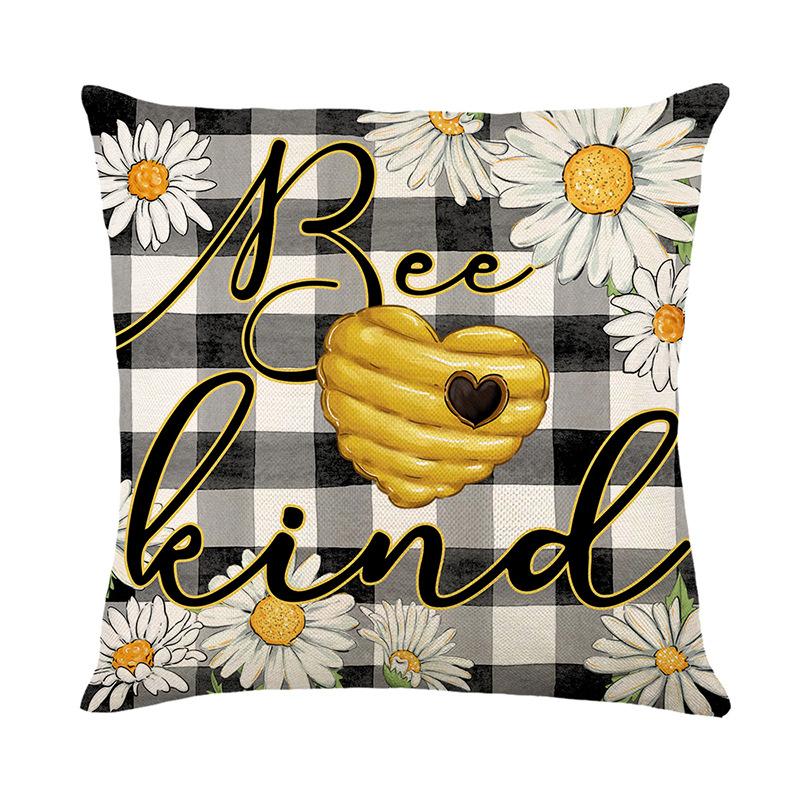 New Bee Day Throw Pillow Cover Polyester Printed Holiday Home Living Room Sofa Decorative Cushion Cover Cushion Cover