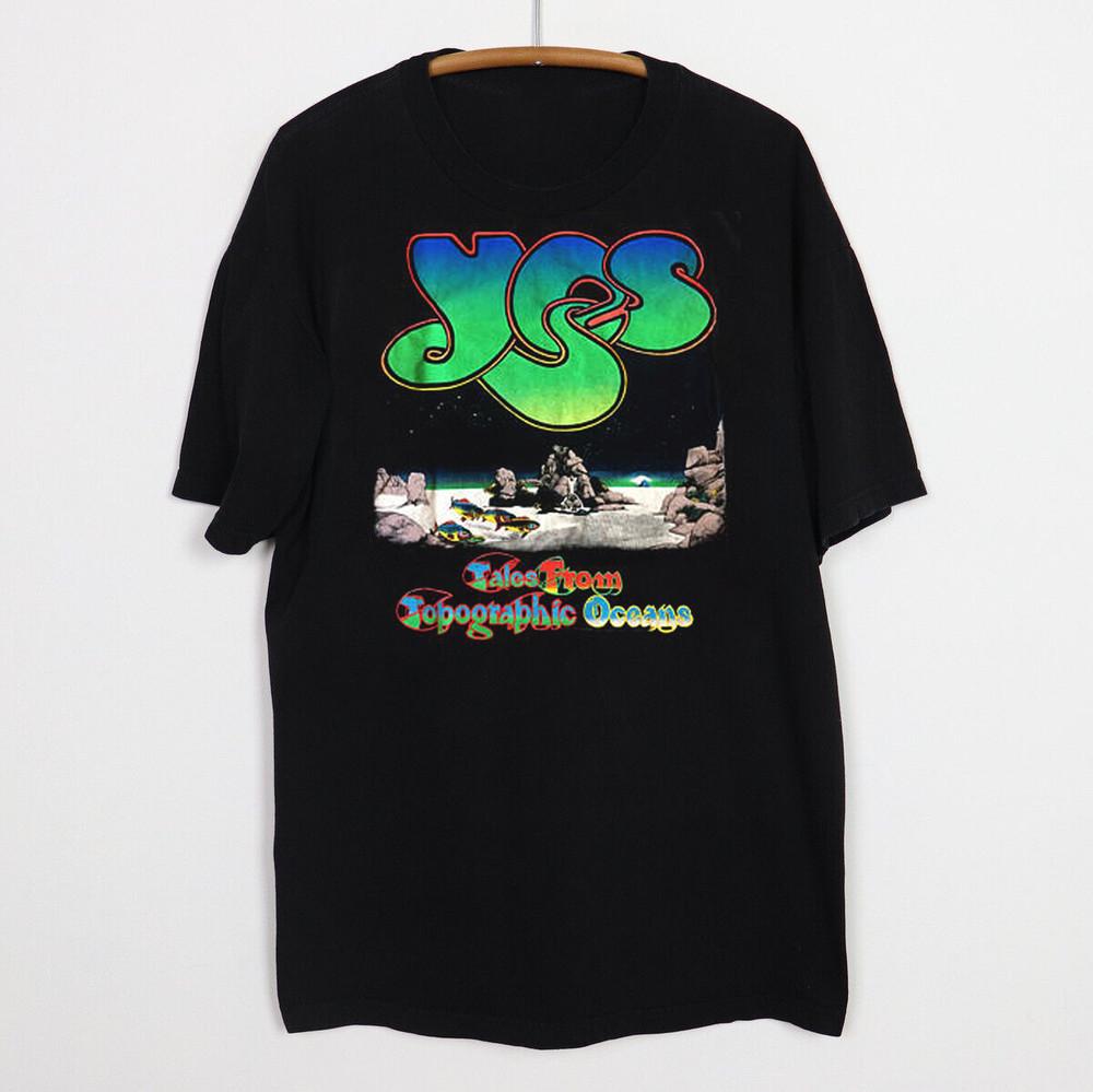 YES Band For Fan Short Sleeve Cotton Black Men#039s Shirt L