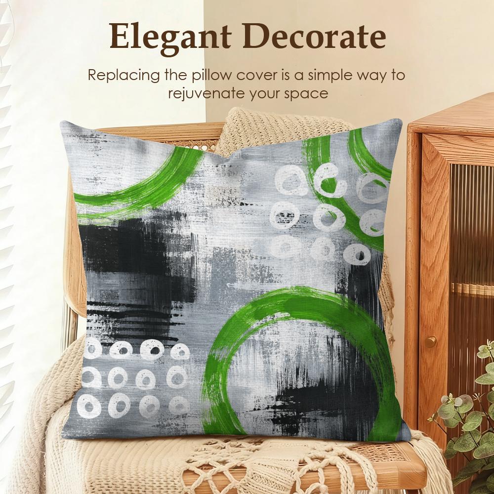 Green Breakthrough Cushion Cover Natural Linen Organic Fabric DoubleSided Printing Sofa Home Decor Gift Pillow Case
