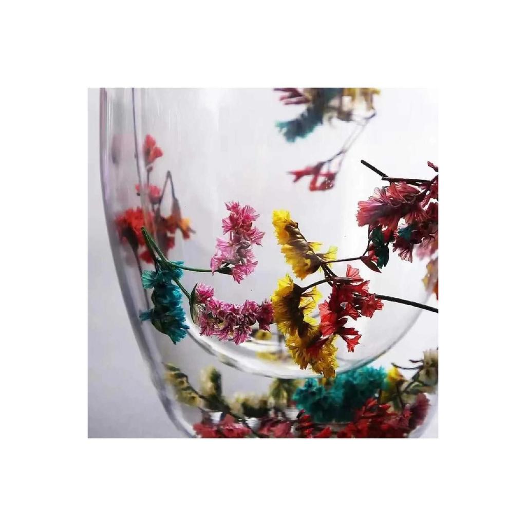 Borosilicate Double Walled Flower Glass 250ml Coffee Tea Cold Soft Drink Glass 1 Piece