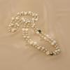 Women Necklace Double Layers Faux Pearl Camellia Decor Sweater Decoration Contrast Color Stainless Smooth Adjustable Women Jewelry