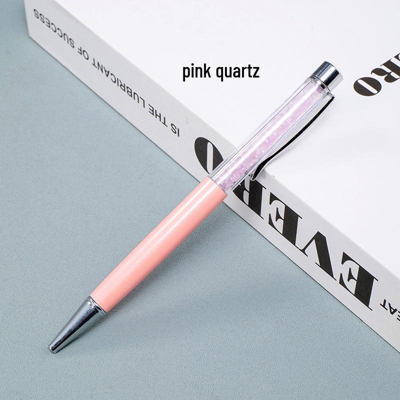 Kuličkové pero z přírodního křišťálového kamene: Energií nabité kroucené kovové pero, kancelářský dárek