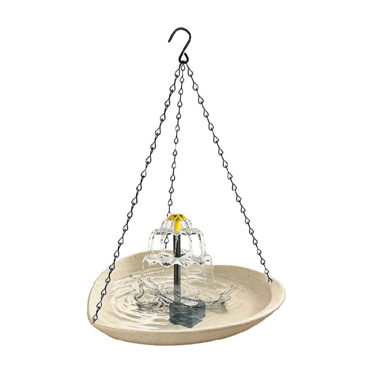 

Heart Shape Solar Panel Birdbath Outdoor Hanging Bird Drinking Fountain For Garden And Patios Backyard Decoration бежевий