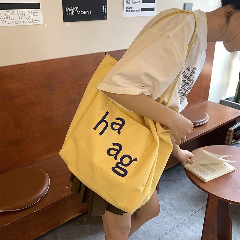 Trendy cool letter canvas bag summer new cool sa lady fashion street shot shoulder bag shopping tote bag