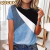 Women's Fashion Casual Short Sleeve O Neck Blouses & Shirts