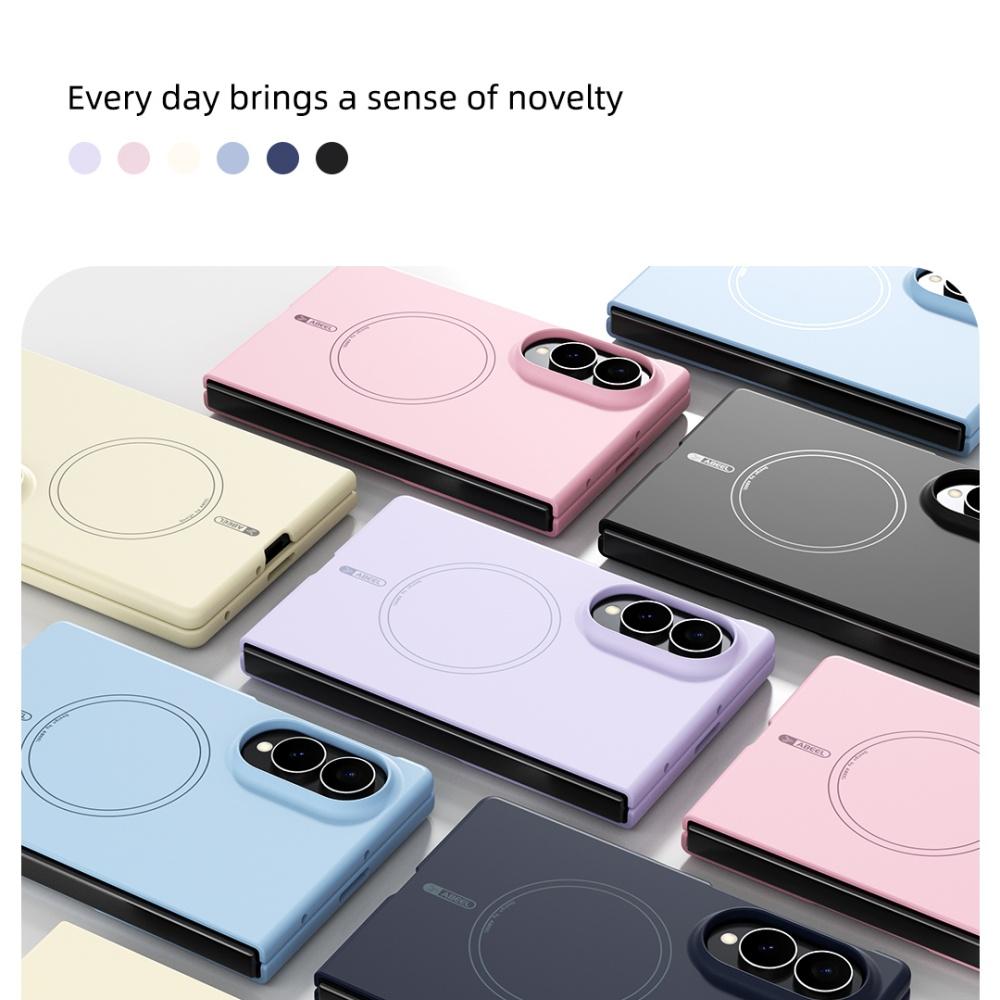 Luxury Pure Color for Magsafe Case For Samsung Galaxy Z Fold 8 7 6 5 8 Ultra Magnetic Wireless Charging Skin Fell Silicone Cover