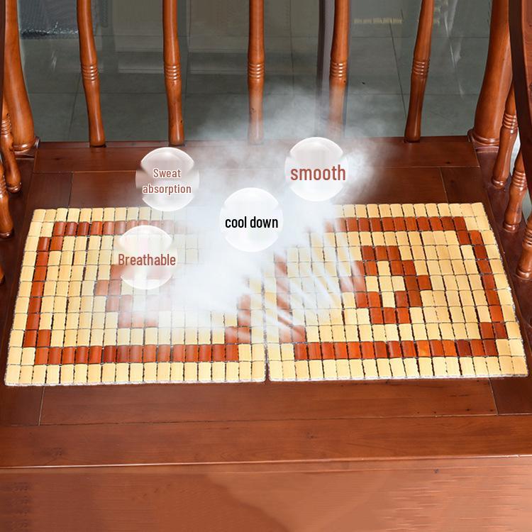 Bamboo Summer Mahjong Seat Cushion - Breathable Cool Mat for Office Chair, Stool, Car, or Home