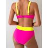 European and American New Bikini Sexy Halter High Elastic Contrasting Swimsuit Triangle Bag Swimsuit