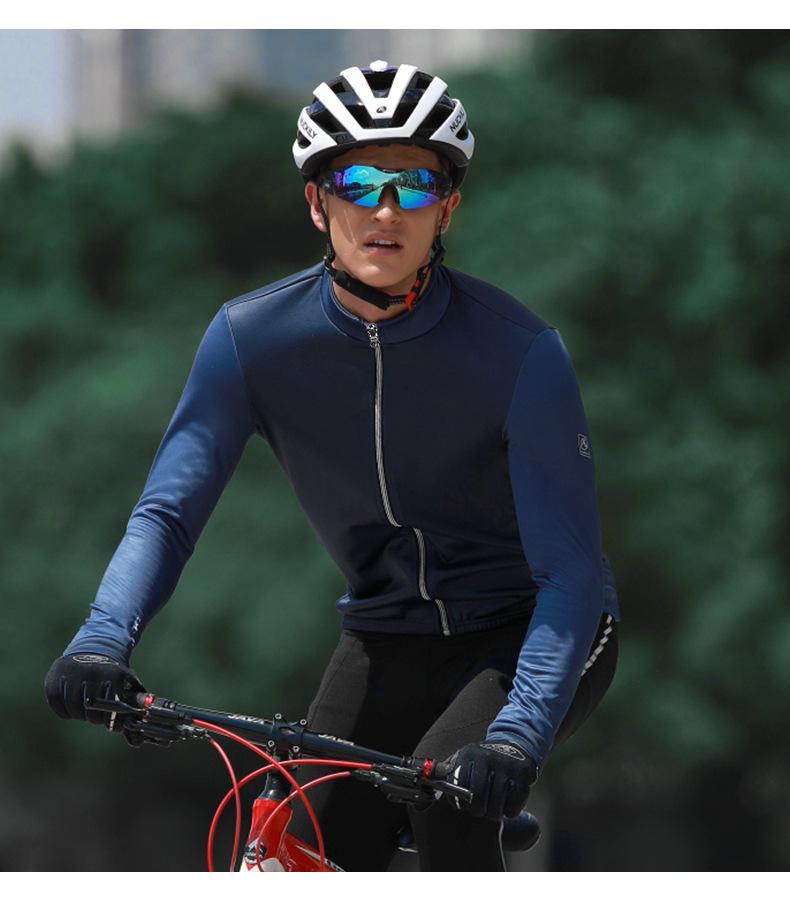 Men's Autumn Winter Fleece Cycling Jersey - Long Sleeve, Tight Fit for Mountain & Road Biking