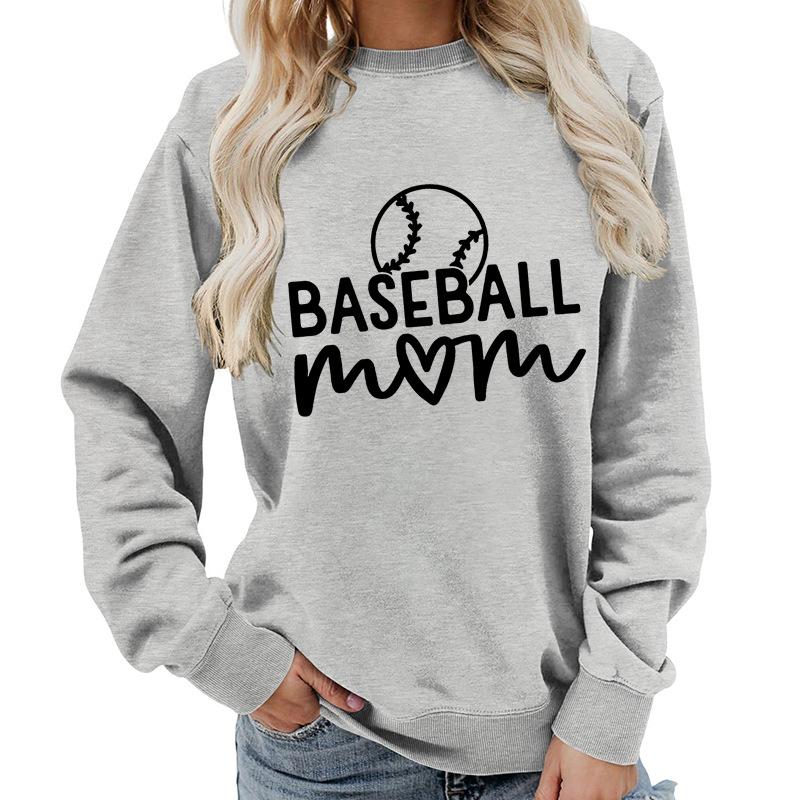 Women's Oversized Crew Neck Letter Print Baseball Sweatshirt Long Sleeve Casual Top Loose Fit Streetwear