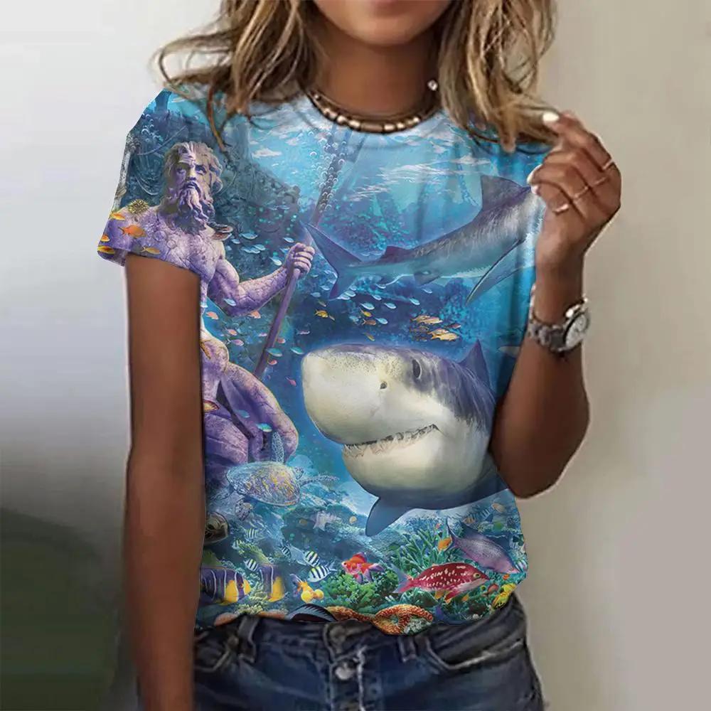 Summer Fashion Blouse Women's Tshirts Basic Oversized Female Clothing 3d Wild Animals Theme T Shirt Casual Tees Short Sleeve Top