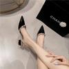 HL11 beautiful empty sandals women's 2025 new high-heeled rivet single shoes niche design temperament pointed sandals