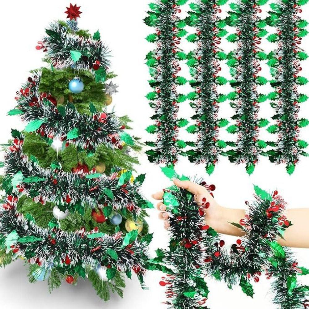 2PCS Reusable 2M Christmas Garland DIY Pendant Prop Tinsel Garland Shiny Tinsel Adjustable Xmas Tree Ornaments Christmas Tree