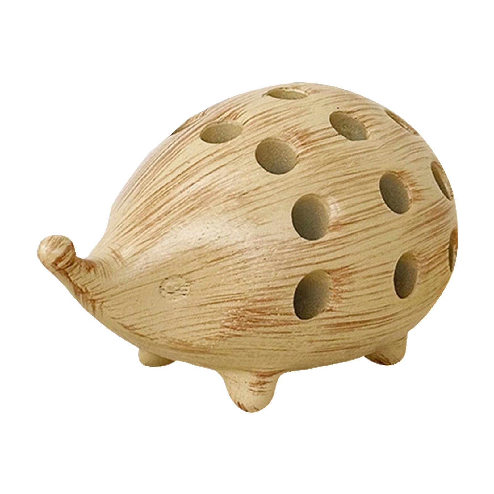 

Wooden Hedgehog Pen Holder Pencil Cup Organizer For Desk Decor One Size