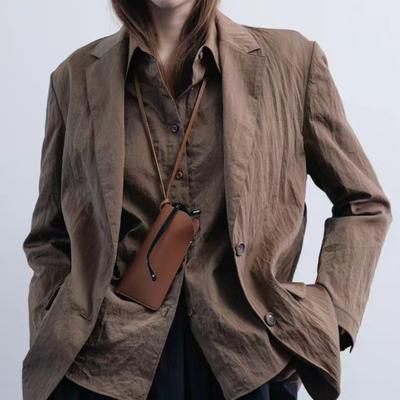 Custodia semplice per occhiali da collo in pelle bovina di primo strato borsa per occhiali portatile copertura protettiva per occhiali da sole borsa portaoggetti portatile moda