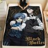 1PC Black Butler Print Flannel Blanket, High Quality All Seasons, Home Decor, Warmth and Comfort, Perfect for Christmas Gifts