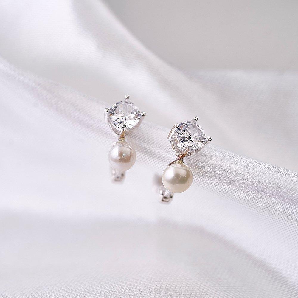 Silver925 Pearl & Q One-Touch Earrings