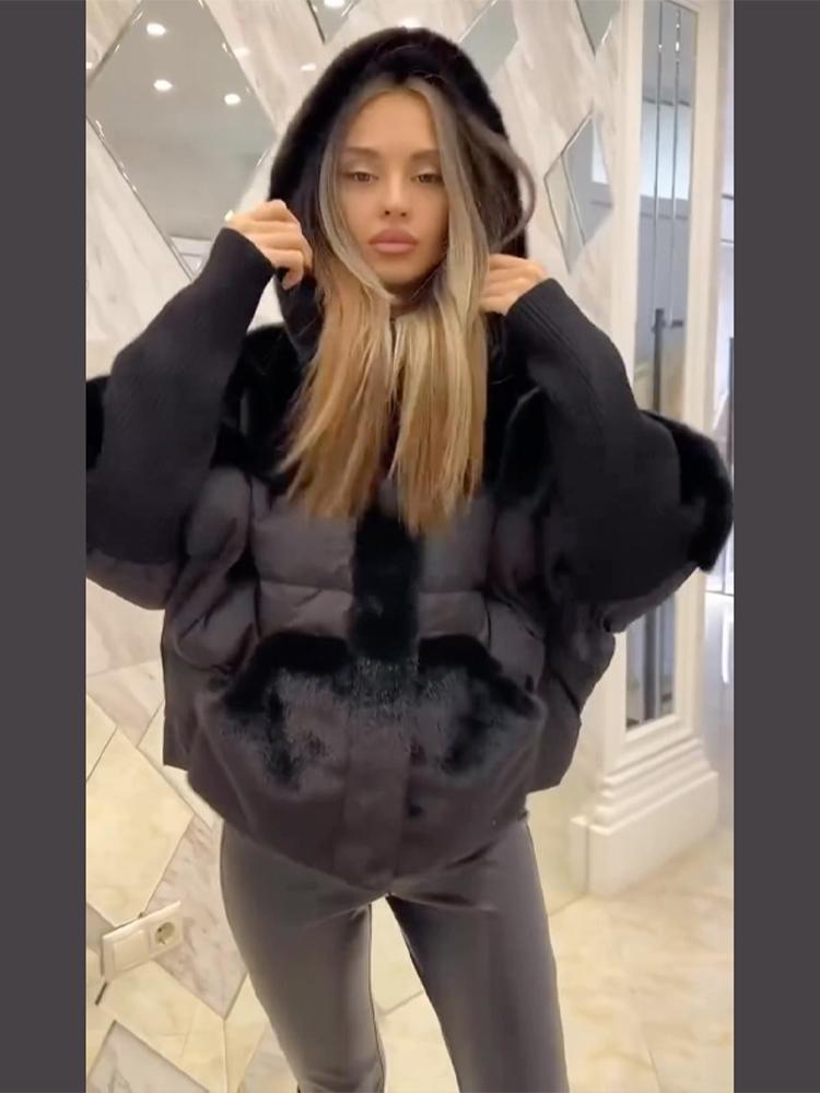 Women's Standing Collar Long Sleeved Zipper Thick Jacket Black Winter